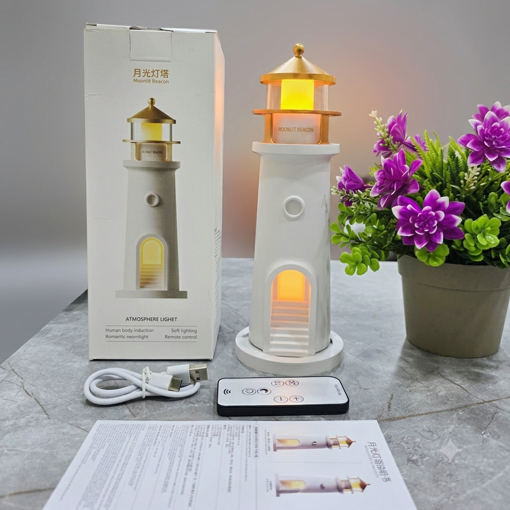 Moonlight Lighthouse Night Lamp | Moon Projector Night Light with Remote Control